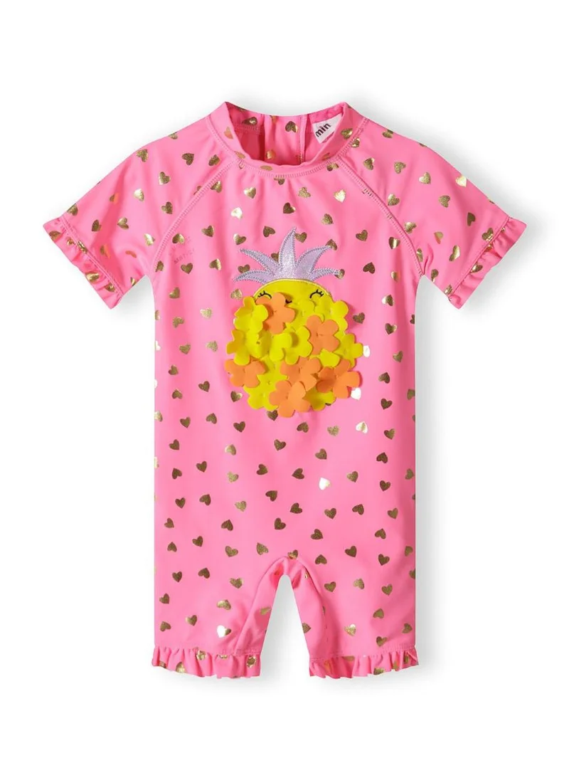 مينوتي طقم سباحة من قطعتين للبنات: بدلة بأكمام قصيرة مع قبعة شمسية